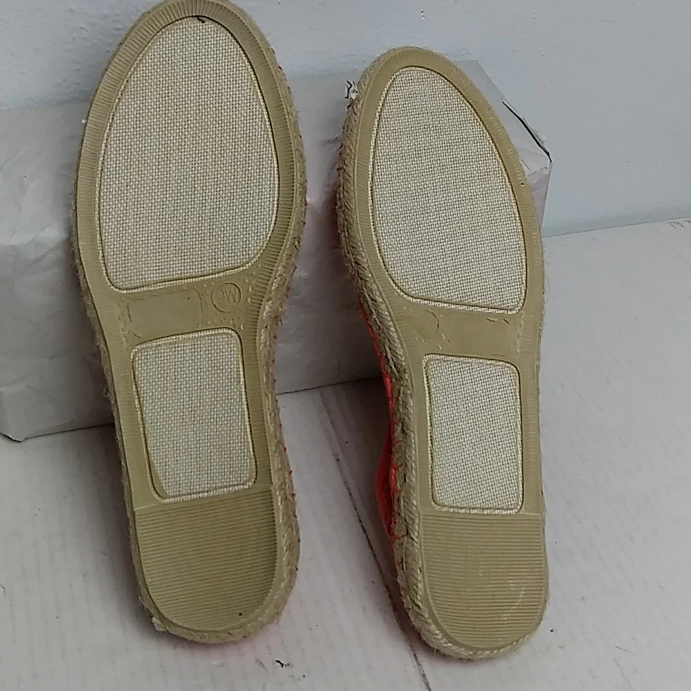 Lane Bryant 9W Coral Crochet Flat Espadrilles Shoes Boho Chic